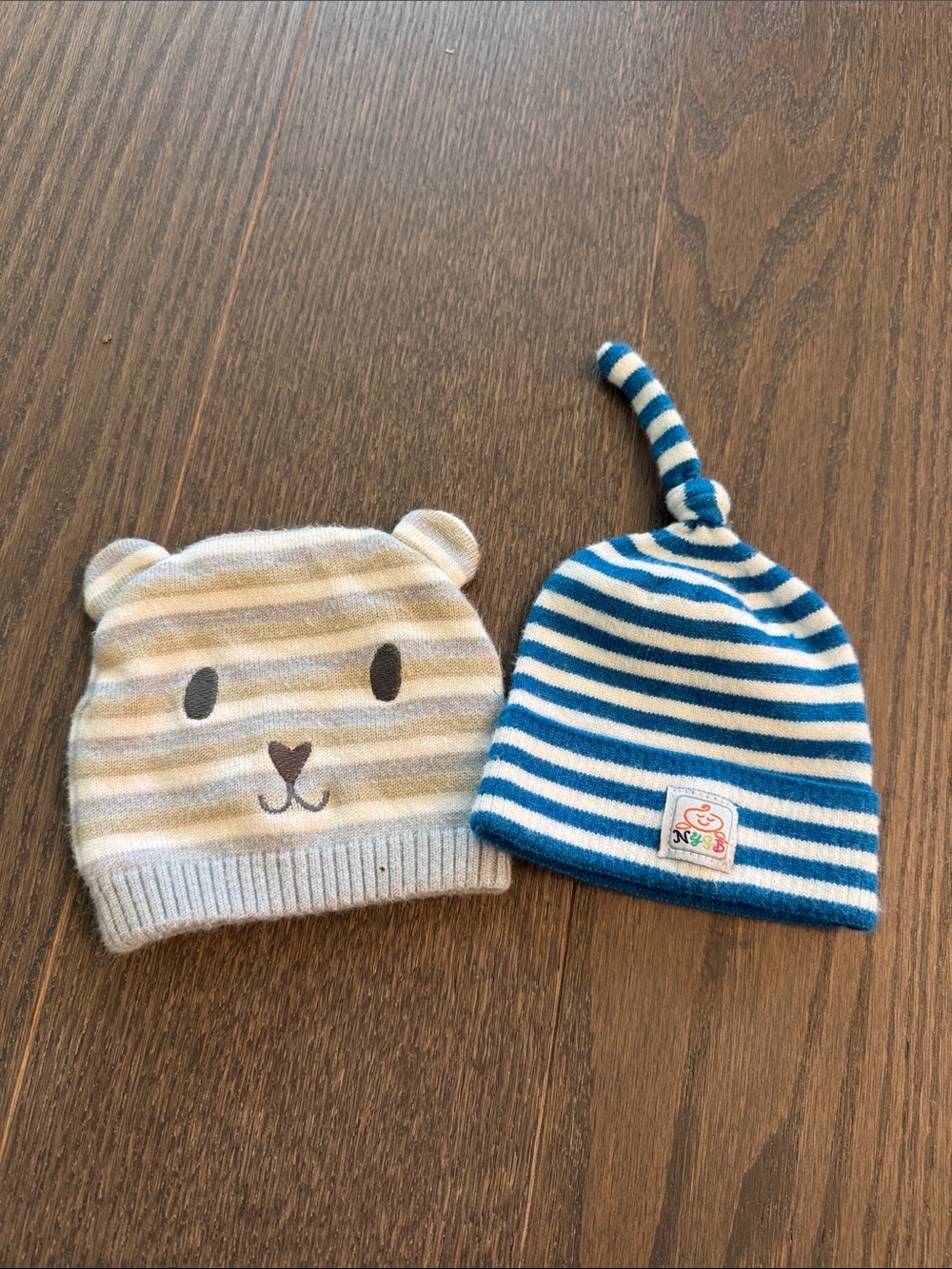 Striped Blue Knot Baby Beanie - Kids Accessories